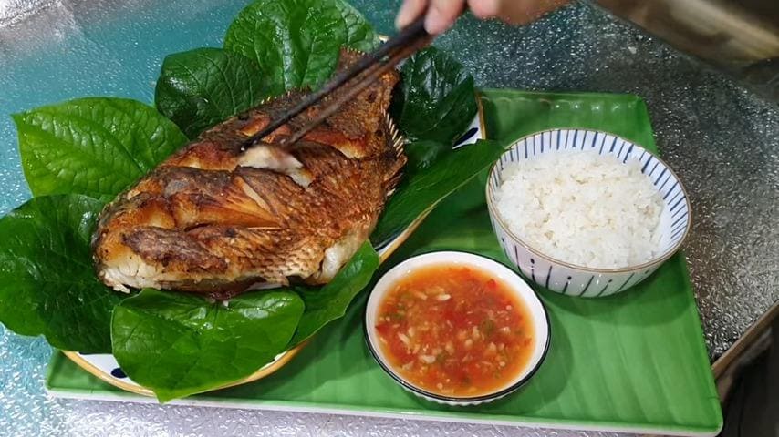 best Viet rice with golden fried fish, gạo ngon và cá chiên