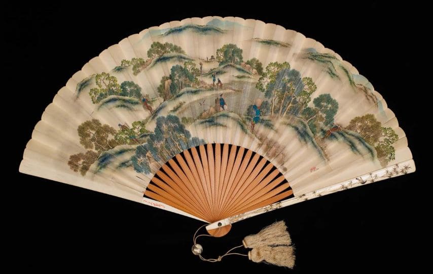 Fabulous painting “Autumn farming” on a fan 