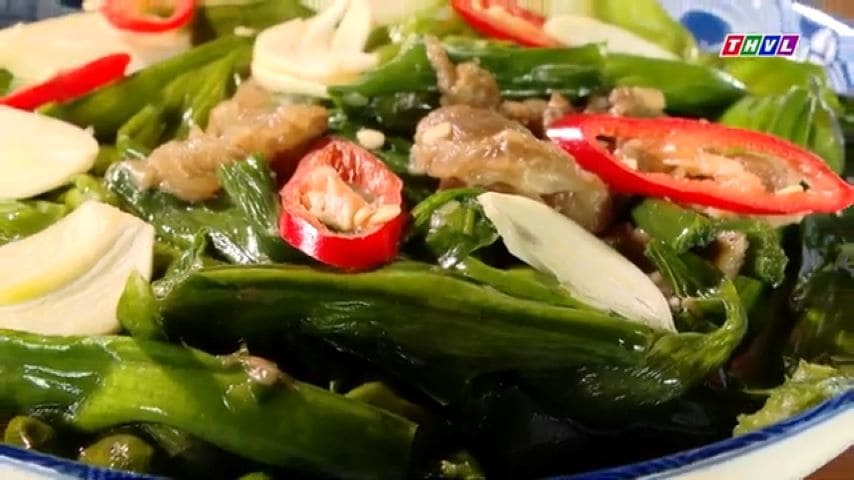 cù nèo xào mỡ, Stir-fried yellow velvetleaf