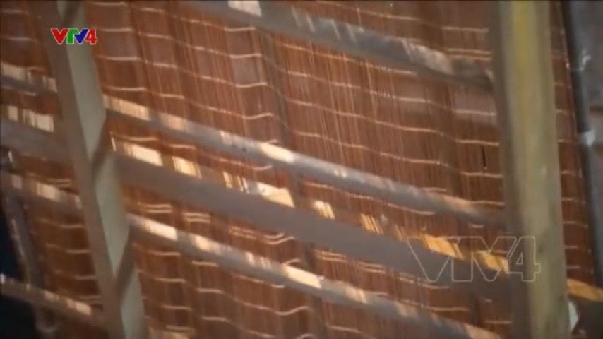 Bamboo mat and wooden mold used in making Dó paper