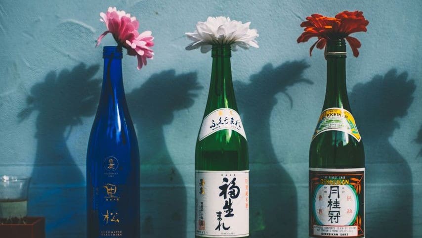 Sake and flowers