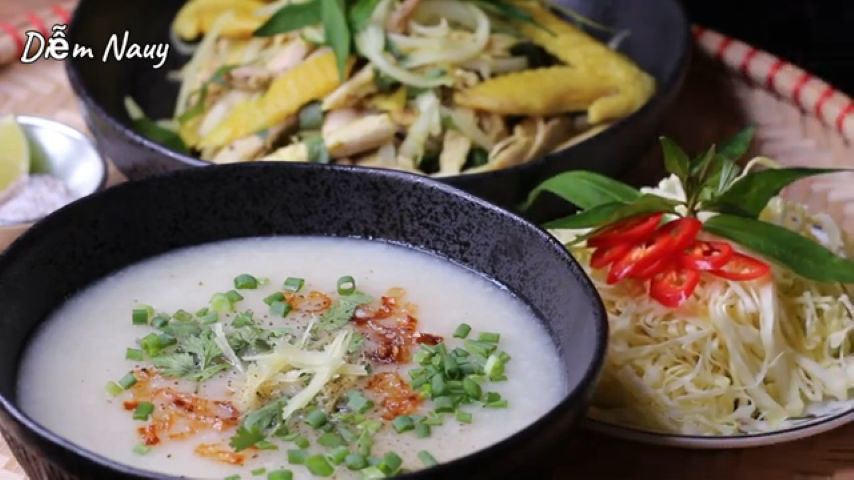 Cháo và gỏi gà